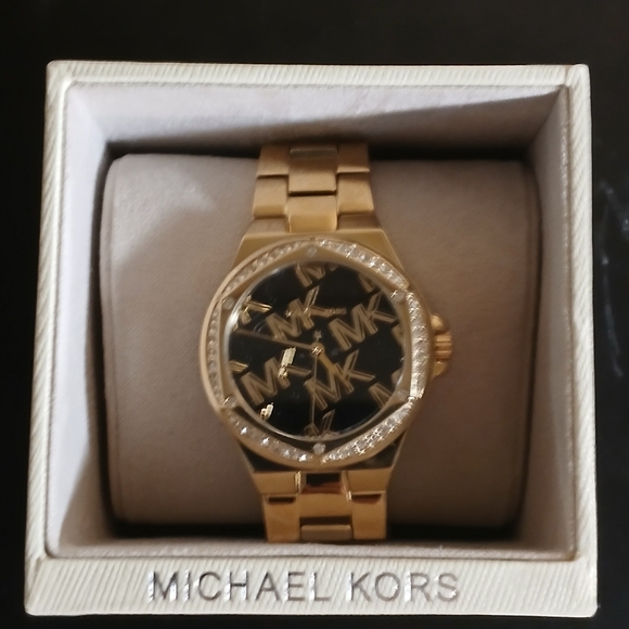 Michael Kors Gold Watch with Black and Crystal Accents - Picture 7 of 8